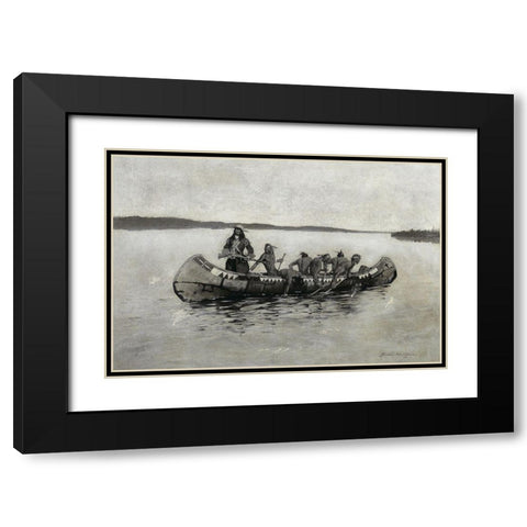 This Was a Fatal Embarkation Black Modern Wood Framed Art Print with Double Matting by Remington, Frederic