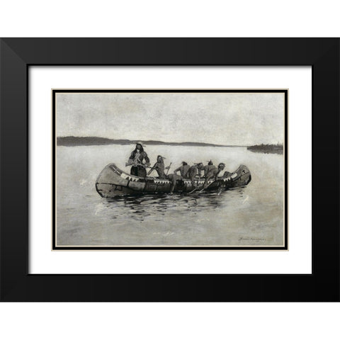 This Was a Fatal Embarkation Black Modern Wood Framed Art Print with Double Matting by Remington, Frederic
