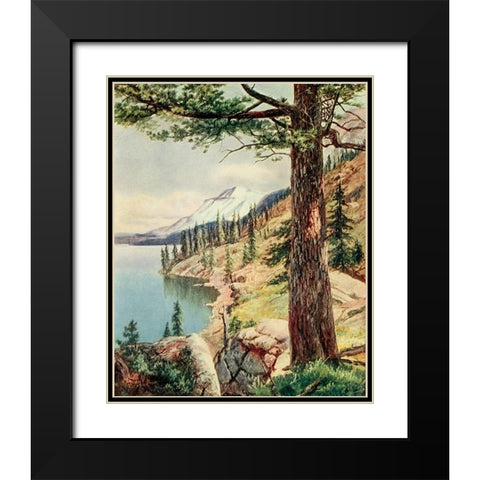 On the Shore of Lake Tahoe from On Sunset Highways 1921 Black Modern Wood Framed Art Print with Double Matting by Bagg, Henry
