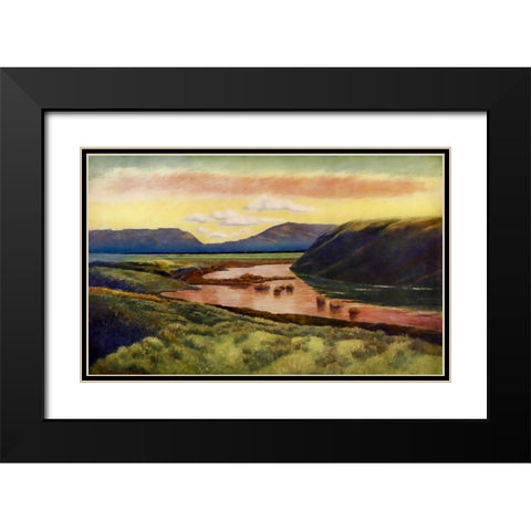 Eastwood from camp from Rod Gun and Perch 1914 Black Modern Wood Framed Art Print with Double Matting by Blomfield, James