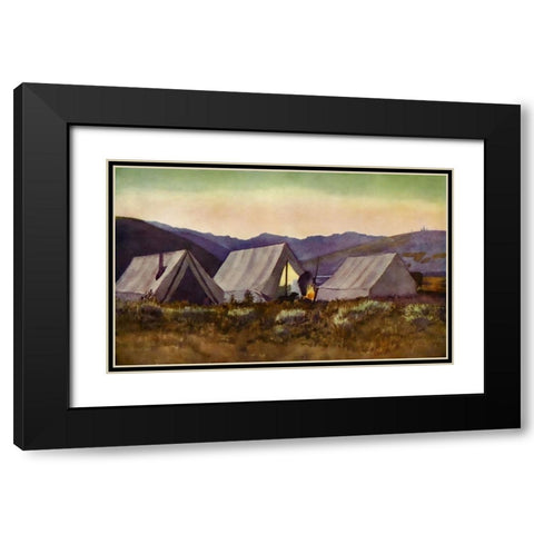 Evening camp from Rod Gun and Perch 1914 Black Modern Wood Framed Art Print with Double Matting by Blomfield, James