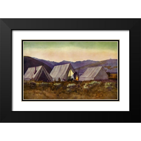 Evening camp from Rod Gun and Perch 1914 Black Modern Wood Framed Art Print with Double Matting by Blomfield, James