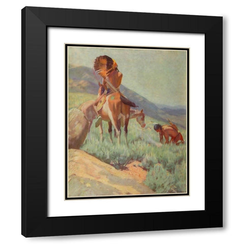 The Signal Fire from Scribners 35 1904 Black Modern Wood Framed Art Print with Double Matting by Dunton, William