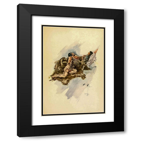 Indian Woman from The Song of Hiawatha 1906 Black Modern Wood Framed Art Print with Double Matting by Fisher, Harrison