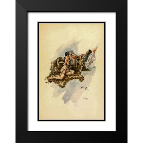 Indian Woman from The Song of Hiawatha 1906 Black Modern Wood Framed Art Print with Double Matting by Fisher, Harrison