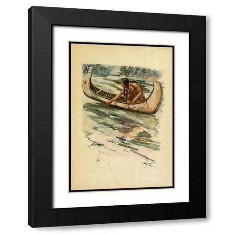 Indian canoe from The Song of Hiawatha 1906 Black Modern Wood Framed Art Print with Double Matting by Fisher, Harrison