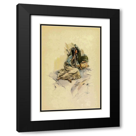 Indian Woman with pot from The Song of Hiawatha 1906 Black Modern Wood Framed Art Print with Double Matting by Fisher, Harrison