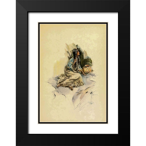 Indian Woman with pot from The Song of Hiawatha 1906 Black Modern Wood Framed Art Print with Double Matting by Fisher, Harrison