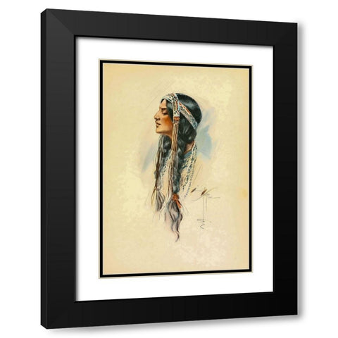 Indian Woman from The Song of Hiawatha 1906 Black Modern Wood Framed Art Print with Double Matting by Fisher, Harrison