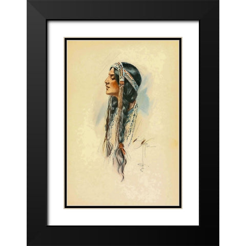 Indian Woman from The Song of Hiawatha 1906 Black Modern Wood Framed Art Print with Double Matting by Fisher, Harrison
