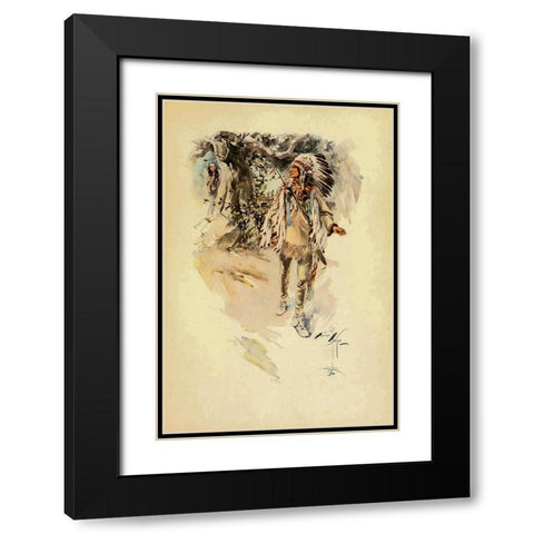 Indian from The Song of Hiawatha 1906 Black Modern Wood Framed Art Print with Double Matting by Fisher, Harrison