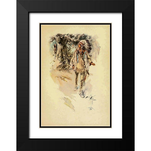 Indian from The Song of Hiawatha 1906 Black Modern Wood Framed Art Print with Double Matting by Fisher, Harrison