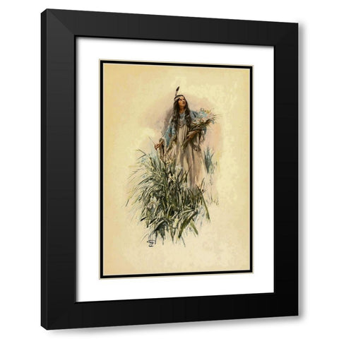 The Lonely Maiden from The Song of Hiawatha 1906 Black Modern Wood Framed Art Print with Double Matting by Fisher, Harrison