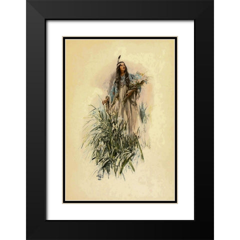 The Lonely Maiden from The Song of Hiawatha 1906 Black Modern Wood Framed Art Print with Double Matting by Fisher, Harrison