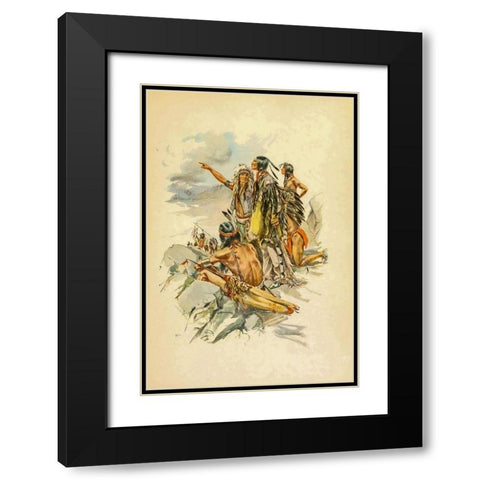 To the Mountains from The Song of Hiawatha 1906 Black Modern Wood Framed Art Print with Double Matting by Fisher, Harrison