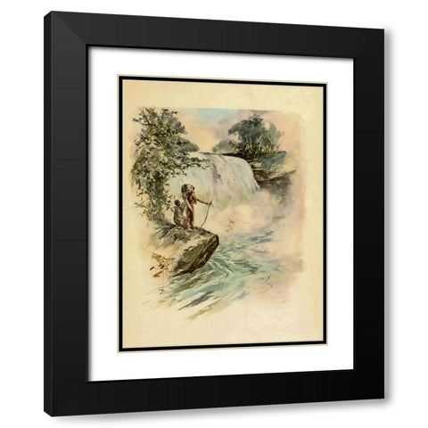Waterfall from The Song of Hiawatha 1906 Black Modern Wood Framed Art Print with Double Matting by Fisher, Harrison