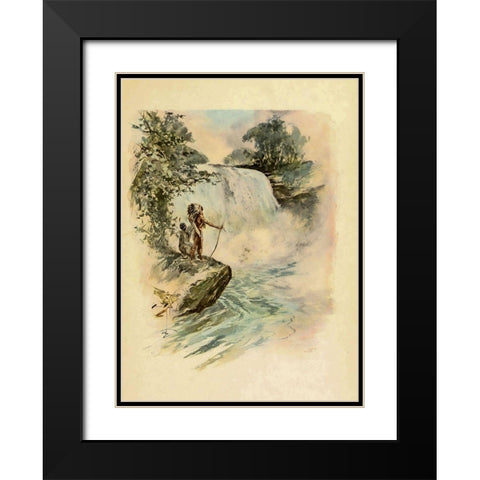 Waterfall from The Song of Hiawatha 1906 Black Modern Wood Framed Art Print with Double Matting by Fisher, Harrison