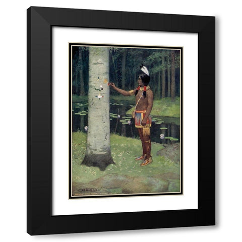 Each figure had a meaning from Story of Hiawatha 1910 Black Modern Wood Framed Art Print with Double Matting by Kirk, Maria