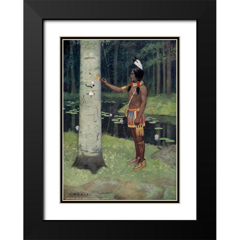 Each figure had a meaning from Story of Hiawatha 1910 Black Modern Wood Framed Art Print with Double Matting by Kirk, Maria