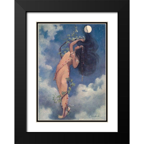 From the full moon fell Nokomis from Story of Hiawatha 1910 Black Modern Wood Framed Art Print with Double Matting by Kirk, Maria