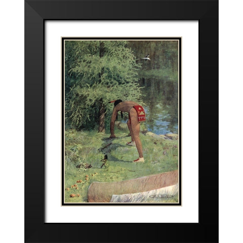 Give me of your roots from Story of Hiawatha 1910 Black Modern Wood Framed Art Print with Double Matting by Kirk, Maria