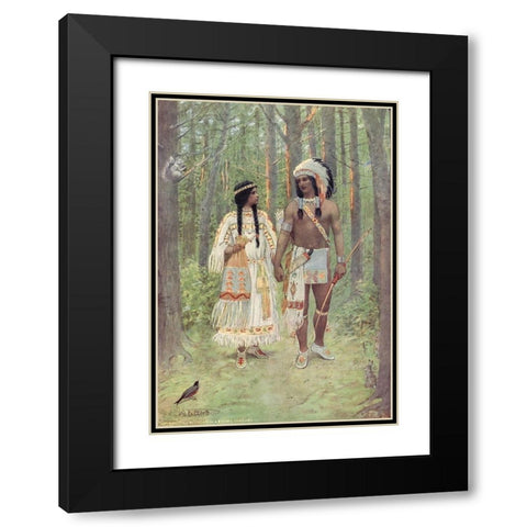 Pleasant was the journey homeward from Story of Hiawatha 1910 Black Modern Wood Framed Art Print with Double Matting by Kirk, Maria