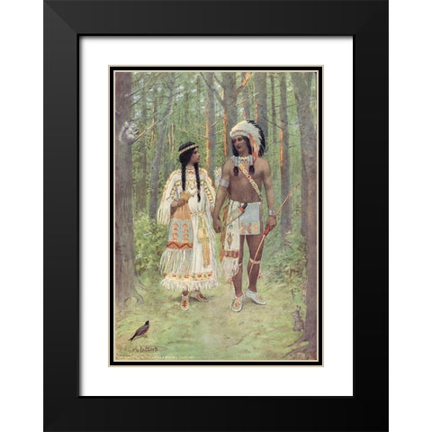 Pleasant was the journey homeward from Story of Hiawatha 1910 Black Modern Wood Framed Art Print with Double Matting by Kirk, Maria