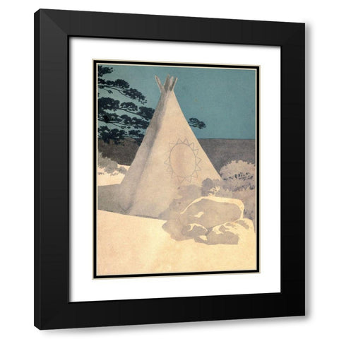 Tee-pee from Story of Hiawatha 1910 Black Modern Wood Framed Art Print with Double Matting by Kirk, Maria
