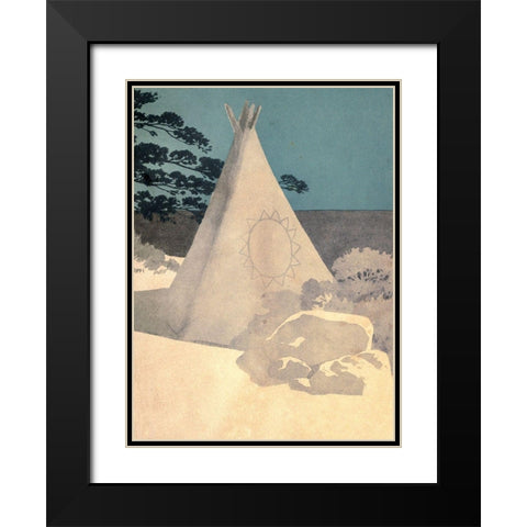 Tee-pee from Story of Hiawatha 1910 Black Modern Wood Framed Art Print with Double Matting by Kirk, Maria