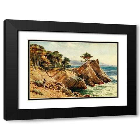 Cypress Point near Carmel-California 1914 Black Modern Wood Framed Art Print with Double Matting by Palmer, Sutton