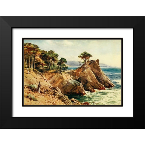 Cypress Point near Carmel-California 1914 Black Modern Wood Framed Art Print with Double Matting by Palmer, Sutton