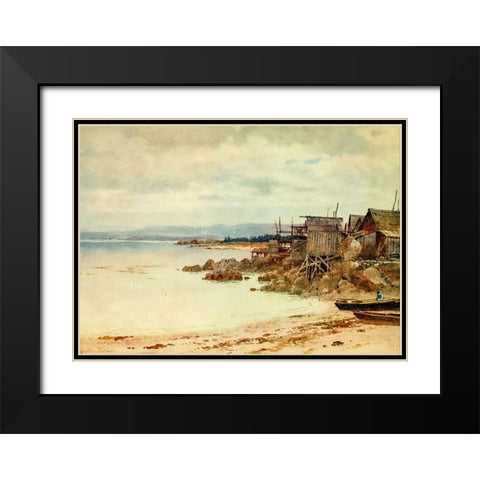 Pescadera-Chinese fishing village in Monterey Bay-California 1914 Black Modern Wood Framed Art Print with Double Matting by Palmer, Sutton