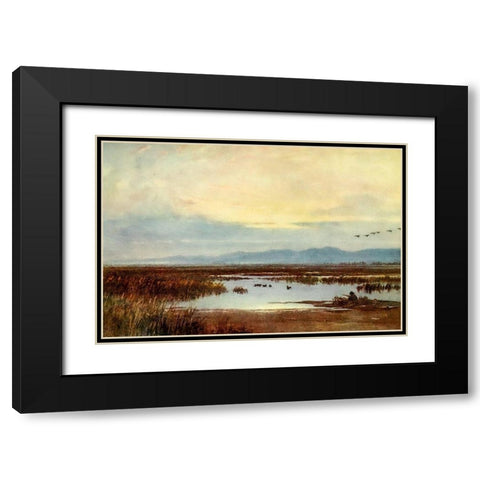 Waiting for duck-Los Banos-California 1914 Black Modern Wood Framed Art Print with Double Matting by Palmer, Sutton