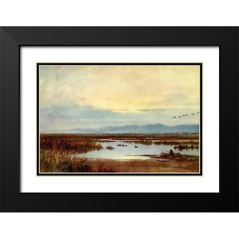 Waiting for duck-Los Banos-California 1914 Black Modern Wood Framed Art Print with Double Matting by Palmer, Sutton