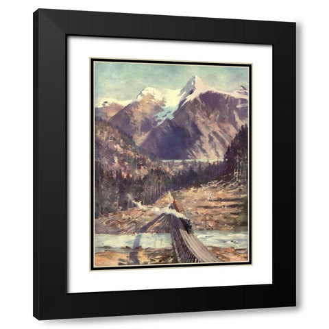 The Selkirks Black Modern Wood Framed Art Print with Double Matting by Canadian Pacific Railway