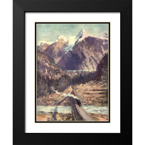 The Selkirks Black Modern Wood Framed Art Print with Double Matting by Canadian Pacific Railway