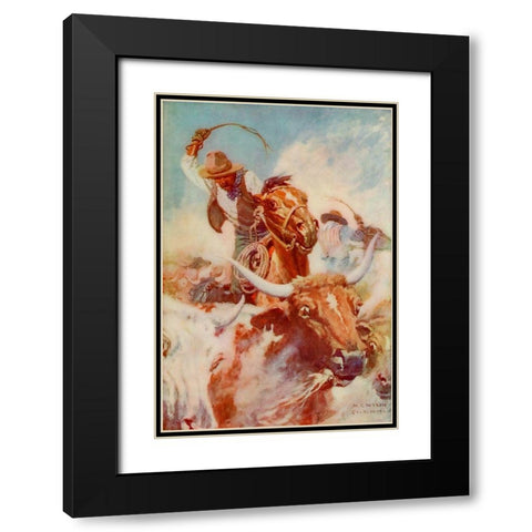 Cutting out Black Modern Wood Framed Art Print with Double Matting by Wyeth, Newell