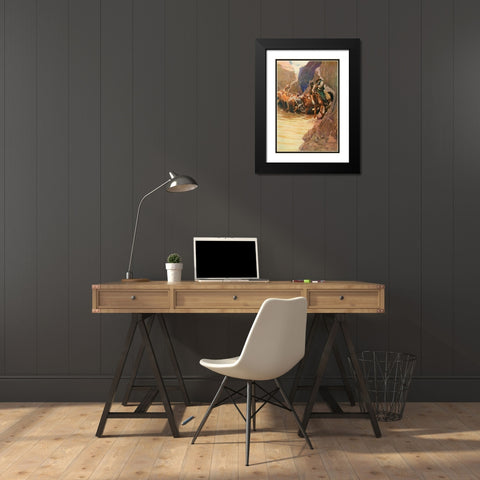 Rounding up Black Modern Wood Framed Art Print with Double Matting by Wyeth, Newell