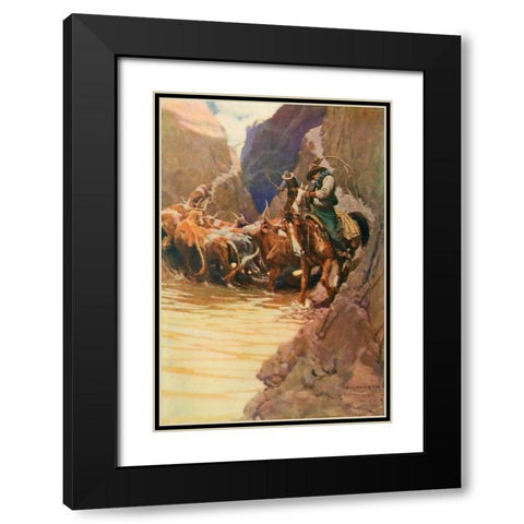 Rounding up Black Modern Wood Framed Art Print with Double Matting by Wyeth, Newell