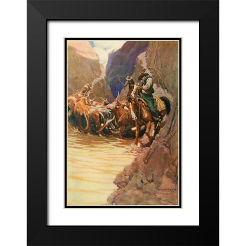 Rounding up Black Modern Wood Framed Art Print with Double Matting by Wyeth, Newell
