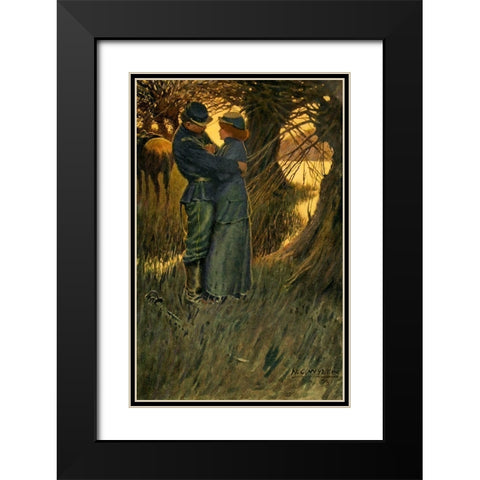 I took her in my arms and held her Black Modern Wood Framed Art Print with Double Matting by Wyeth, Newell