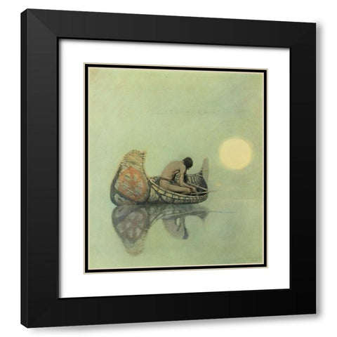 The Silent Fisherman Black Modern Wood Framed Art Print with Double Matting by Wyeth, Newell