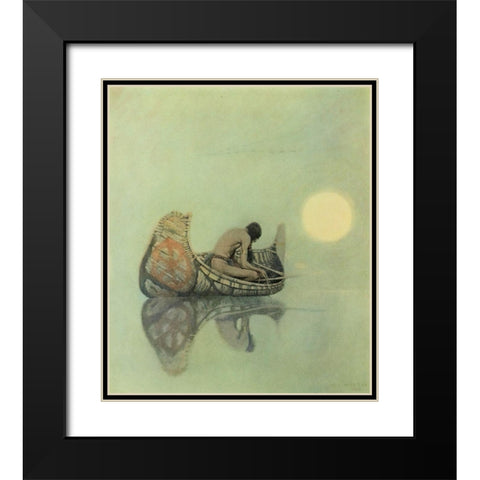 The Silent Fisherman Black Modern Wood Framed Art Print with Double Matting by Wyeth, Newell