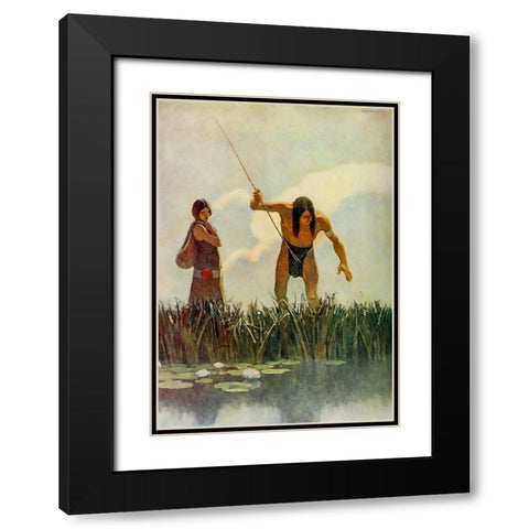 A primitive spearman Black Modern Wood Framed Art Print with Double Matting by Wyeth, Newell