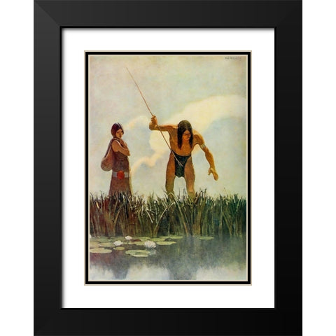 A primitive spearman Black Modern Wood Framed Art Print with Double Matting by Wyeth, Newell