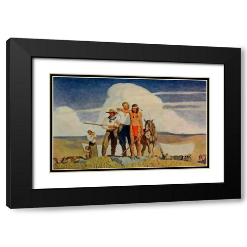 Pioneers-the opening of the prairies Black Modern Wood Framed Art Print with Double Matting by Wyeth, Newell
