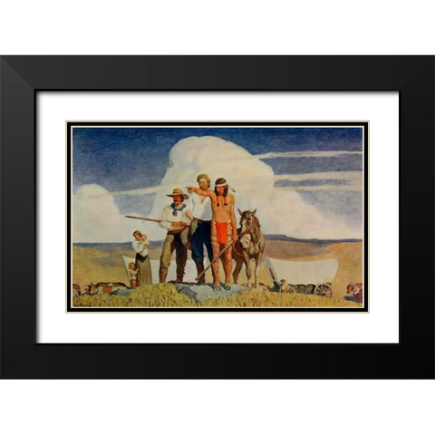 Pioneers-the opening of the prairies Black Modern Wood Framed Art Print with Double Matting by Wyeth, Newell