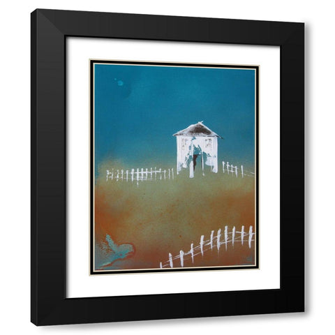 Picket Fence Black Modern Wood Framed Art Print with Double Matting by Clement, Diane