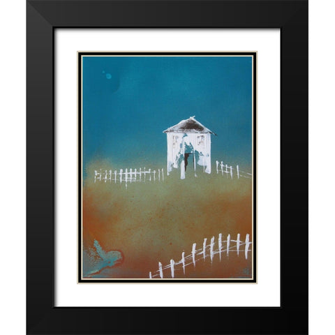 Picket Fence Black Modern Wood Framed Art Print with Double Matting by Clement, Diane