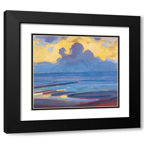 By the Sea Black Modern Wood Framed Art Print with Double Matting by Mondrian, Piet